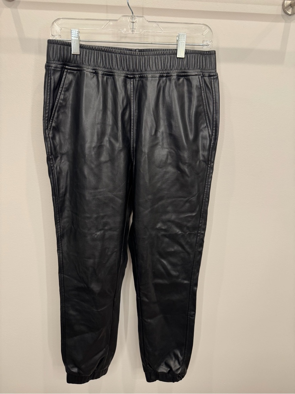 BB Dakota Black Faux Leather Joggers